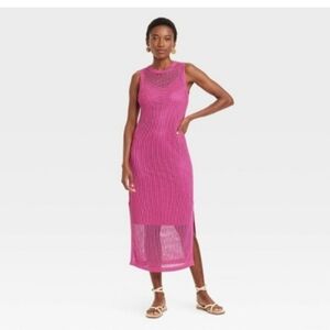 Woman's Crochered Cover-up Dress - A New Day - Pink - M